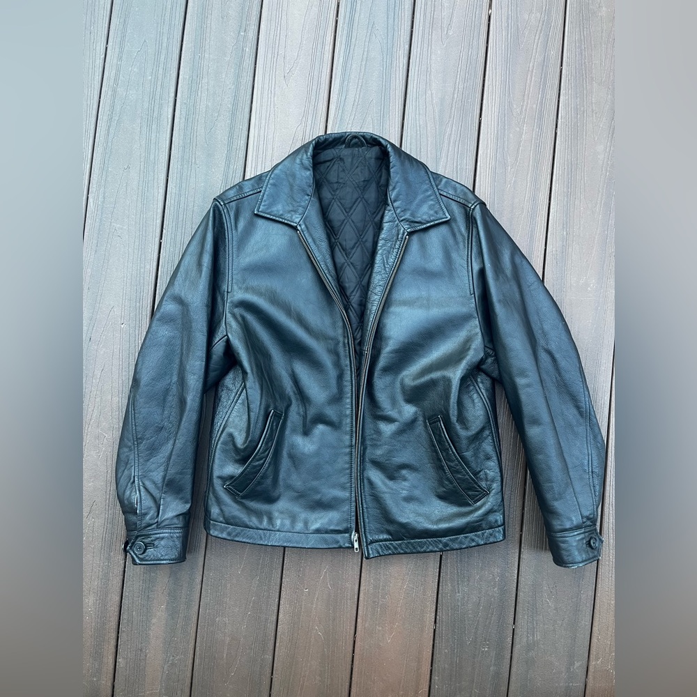 Vintage 90s GAP Incredible Black Leather Jacket Classic Timeless Warm Size M//L